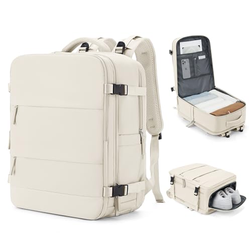 Large Travel Backpack Carry On for Women Man Gym Backpacks with Laptop Compartment Mochila de Viaje Teacher Personal Item Backpack Rucksack Airplane Accessories Must Haves Beige