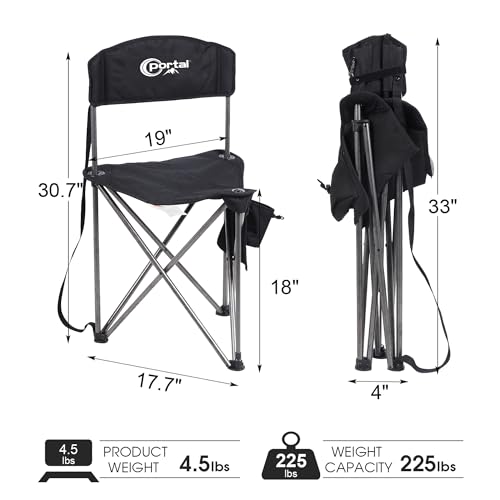 Extra Large Quick Folding Tripod Stool with Backrest Fishing Camping Chair with Carry Strap