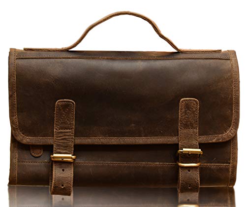 Premium Buffalo Leather Hanging Toiletry Bag Travel Dopp Kit