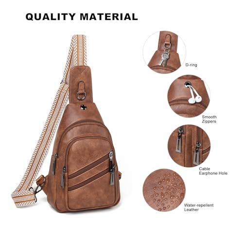 7L Crossboydy Sling Bag for Women Vegan Leather Crossbody Purse Fanny Pack Chest Bag for Travel
