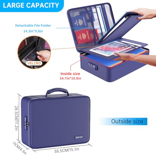 Fireproof File Organizer Bag with 13 Pockets Accordion File Folder