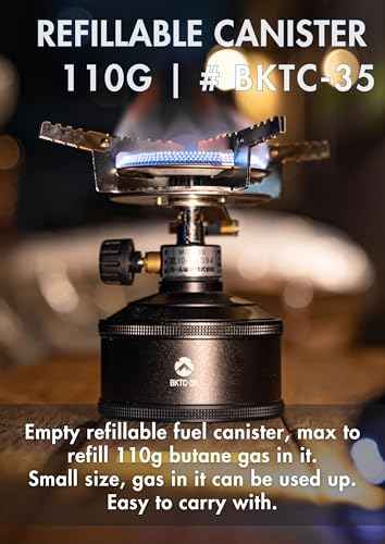 CAMPINGMOON Replacement Empty Refillable Gas Fuel Cylinder Standard for Backpacking Camping Stove EN417 Lindal Valve 110g TC