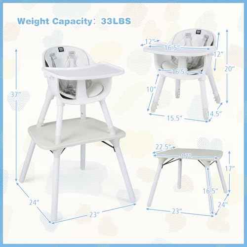 High Chair 5 in 1 Convertible Highchair for Babies & Toddlers