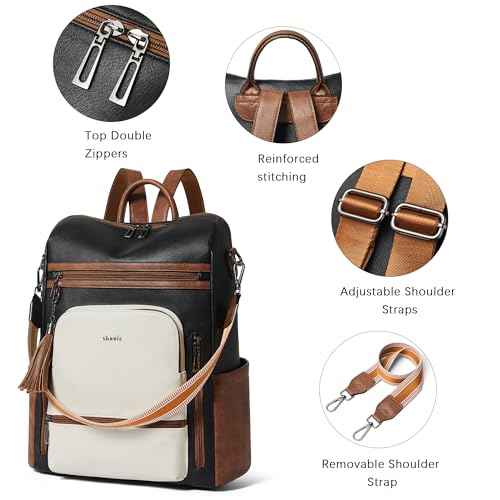 Vegan Leather Laptop Backpack for Women 15.6 inch Work Backpack Fashion Travel Backpack Purse for Business College