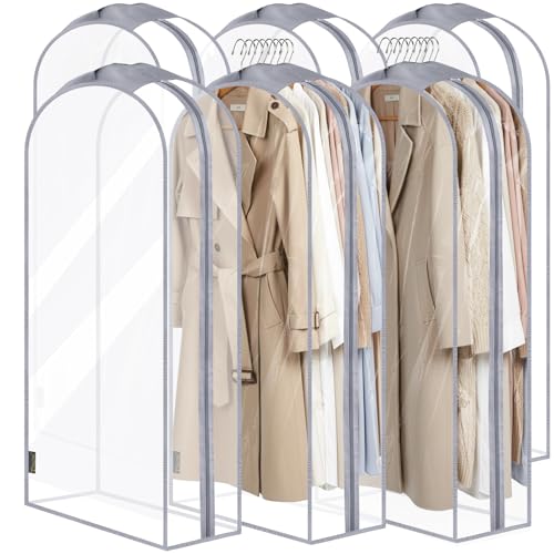6PK Clear Garment Bags for Hanging Clothes (6 Count)
