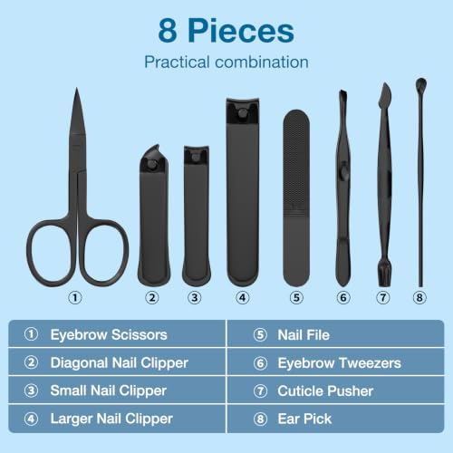 Precision 8 Pieces Men’s Nail Grooming Travel Kit