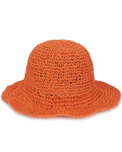 Womens Crochet Straw Sun Hat Foldable Floppy Wide Brim Beach Hat for Summer