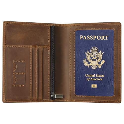 Leather Passport Cover for Men Women
