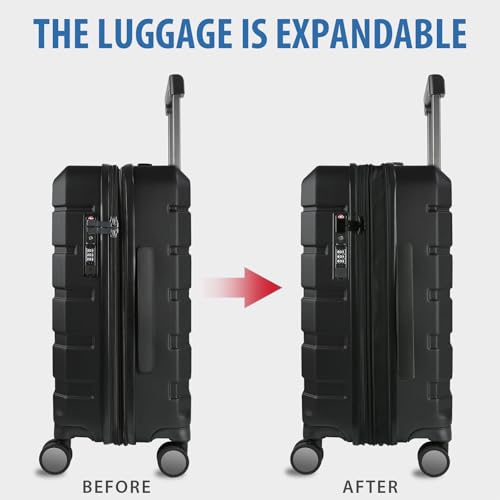 Hardside Expandable Carry On Luggage with Spinner Wheels & Built