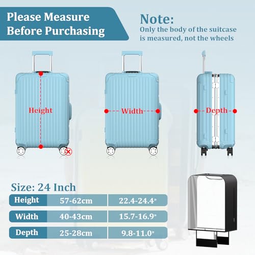 24 Inch Half Clear PVC Luggage Cover TSA Waterproof Protector