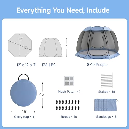 12'x12' Pop Up Screen House Tent