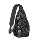 Sling Bag Boho Black Leaf Pattern Hiking Daypack Crossbody Shoulder Backpack Travel Chest Pack for Men Women