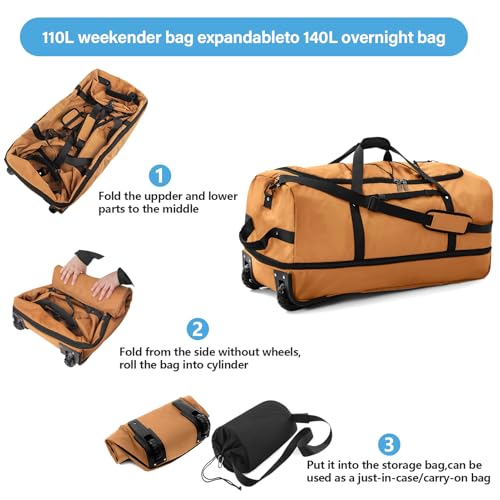 Wheeled Collapsible Duffel Bag 110L