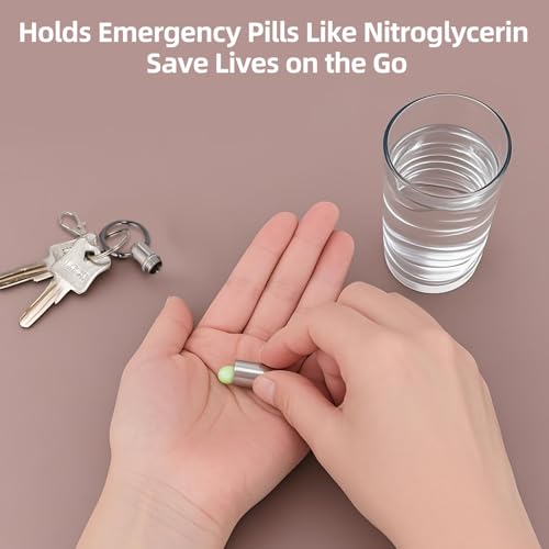 Titanium Keychain Pill Holder Waterproof Lightweight Portable Pocket Mini Pill Case for Emergency Medicine Travel Fits Daily Purse Wallet Small Pill Box Containers
