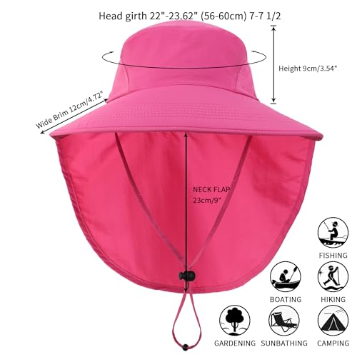 Outdoor UPF50+ Sun Hat Wide Brim Mesh Fishing Hat with Neck Flap Beach Hat Large Brim Safari Hat
