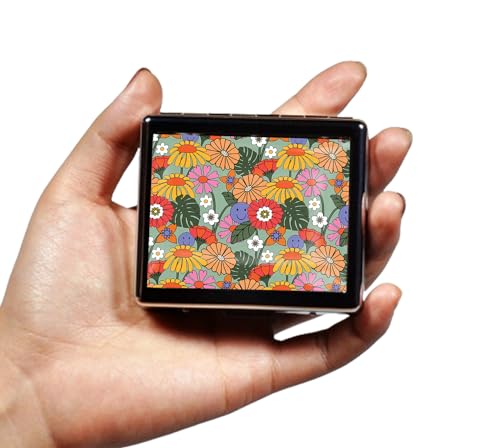 Silver Vintage Pill Box 7 Day Metal Pill Box with Mirror and 8 Compartments Cute Travel Pill Organizer for Purse (8 Count)
