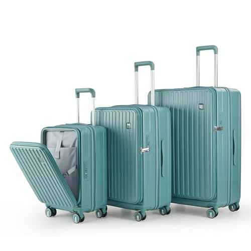 4 Piece Expandable Hardshell Pink Luggage Sets with Spinner Wheels
