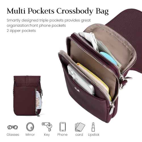 Genuine Leather Small Crossbody Bags for Women Travel Purse Phone