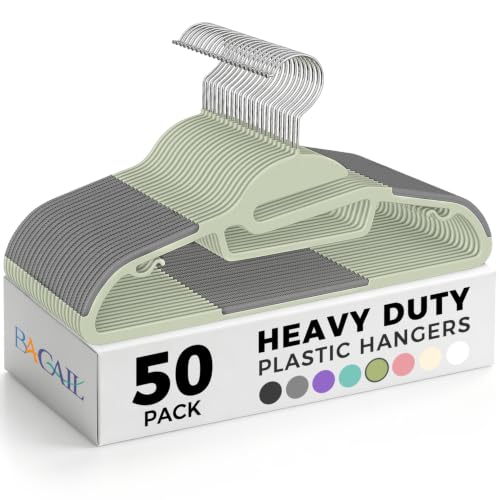 Heavy Duty Plastic Hangers 50 Pack with Non (52 Count)