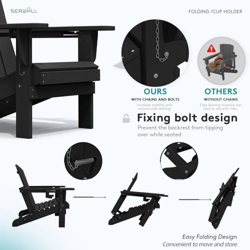 Outdoor Adirondack Chair Set of 6 with Cup Holders (6 Count)
