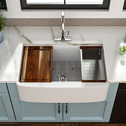 33 White Farm Sink Workstation