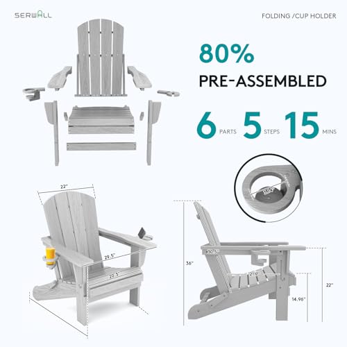 Outdoor Adirondack Chair Set of 4 with Cup Holders (4 Count)