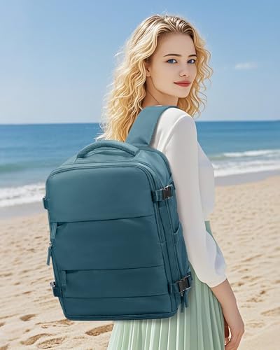 Large Travel Backpack Carry On for Women Man Waterproof Gym Backpacks Mochila de Viaje Travel Bag Essentials Teacher Personal Item Backpack Rucksack Airplane Accessories Must Haves Peacock Blue