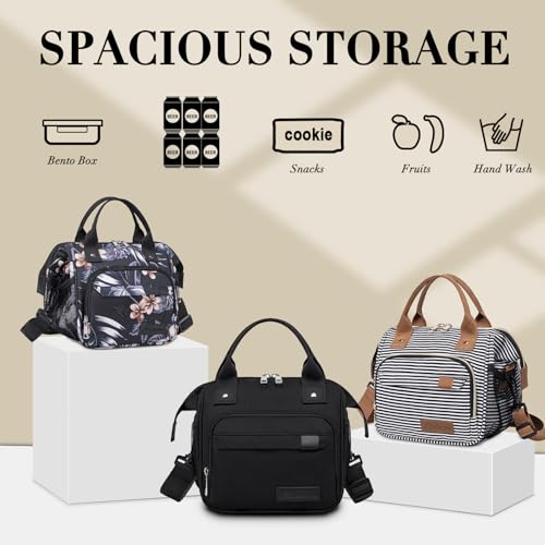 Hibiscus Small Lunch Bag Lightweight Insulated Lunch Box for Women Work Portable Soft Cooler for Picnic Travel Road Trips