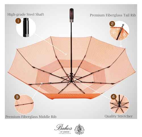 Folding Umbrella Real Wood Handle Pimlico Red Orange