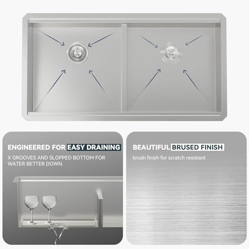 36 Inch Undermount Kitchen Sink Double Bowl Stainless Steel Kitchen Sinks 50