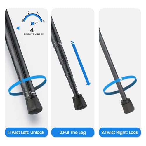 62 Inch Carbon Fiber Tripod for Camera Ultralight Travel Camera Tripod Max Loads Up 22lbs X