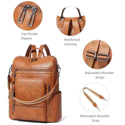 Vegan Leather Laptop Backpack for Women 15.6 inch Work Backpack Fashion Travel Backpack Purse for Business College