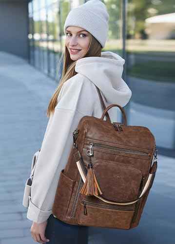 Vegan Leather Laptop Backpack for Women 15.6 inch Work Backpack Fashion Travel Backpack Purse for Business College