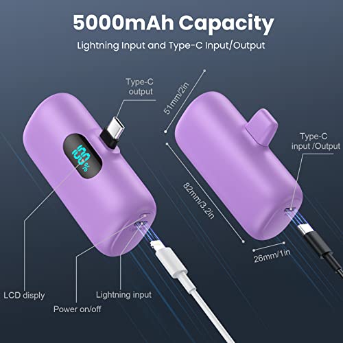 2 Pack] Mini Portable Charger 5000mAh Power Bank