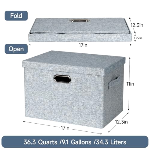 Storage Bins with Lids Fabric Closet Organizers Cubes Office Organization (3 Count)