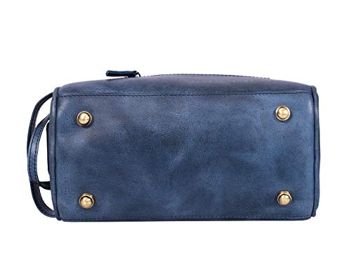 10" Premium Leather Toiletry Travel Pouch With Waterproof Lining