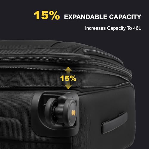Carry On Luggage Airline Approved with Compartment Expandable Black
