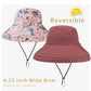 Womens Sun Hats Wide Brim Reversible Bucket Cotton Hat Packable Summer Travel Cap with Hat Clip