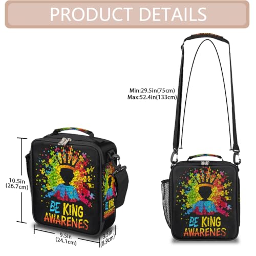 Autism Kids Kids Lunch Box for Girls Boys Reusable Insulated Lunch Bag for Kids Toddler Thermal Cooler Spacious Lunchbox with Shoulder Strap Lunchbag for School Work Picnic (print 9)
