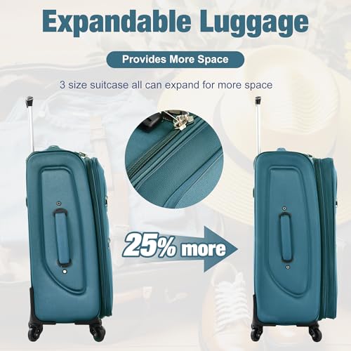 Softside Luggage Set Lightweight 3 Piece Suitcase with Duffel Bag (3 Count)
