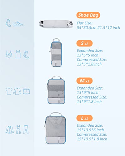 6 Set Compression Packing Cubes for Travel (6 Count)