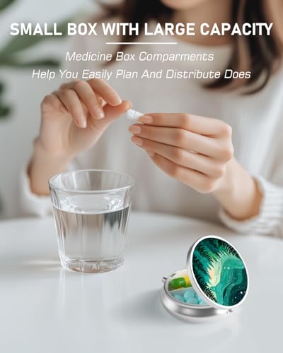 Pill Box 3 Compartment Portable Travel Medicine Box with Mirror