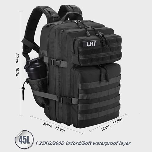 Military Tactical Backpack for Men and Women 45L Army 3 Days Assault Pack Bag Large Rucksack with Shoe Compartment