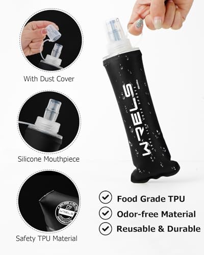 Folding Soft Flask Portable Collapsible Running Lightweight Water Bottle for Outdoor Sports (2 Count)