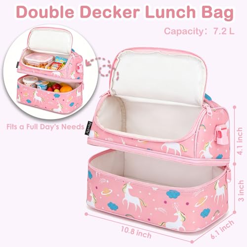 Kids Double Decker Cooler Insulated Lunch Bag Large Tote for Boys