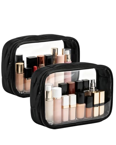 TSA Approved Toiletry Bag Clear Quart Size Travel Bags Makeup Bag (2 Count)