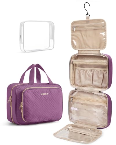Toiletry Bag Hanging Travel Makeup Organizer with TSA Approved Transparent Cosmetic Bag Makeup Bag for Full Sized Toiletries (2 Count)