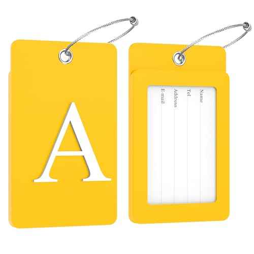 2 Pack Initial Luggage Tags for Suitcases Airplane Travel Essentials (2 Count)