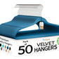 Premium Velvet Hangers 50 Pack Ultra Thin Non Slip Adult Felt Space Saving Slim Suit Hanger for Closet Heavy Duty Coat Pants Jackets Dress Hangers 360° Swivel Hook Hold Upto 10 lbs Blue (50 Count)