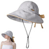 Wide Brim Hats for Woman Foldable Hats Sun Hats for Women uv Protection Bowknot Bucket hat Adjustable hat with Ponytail Hole Gery Grey